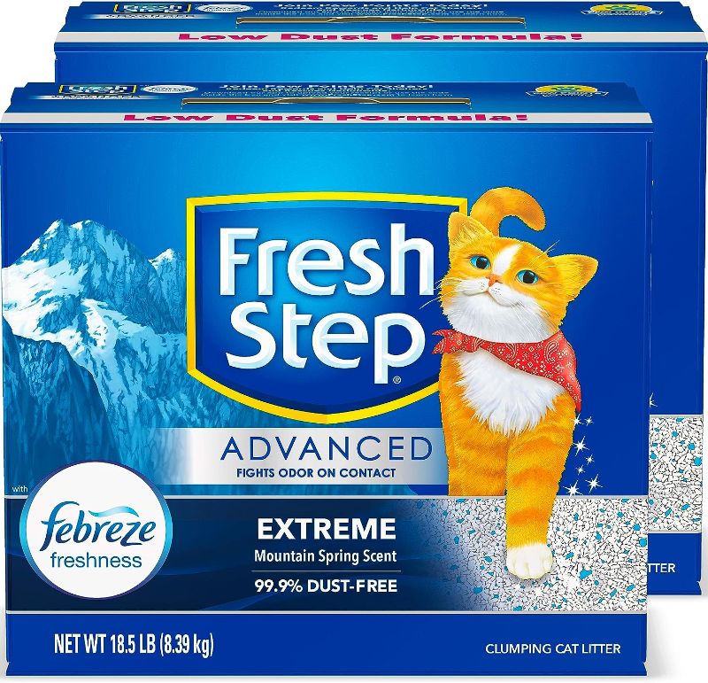 Photo 1 of Fresh Step Advanced Extreme Mountain Spring Scented Clumping Clay Cat Litter, 18.5-lb box, 2 pack