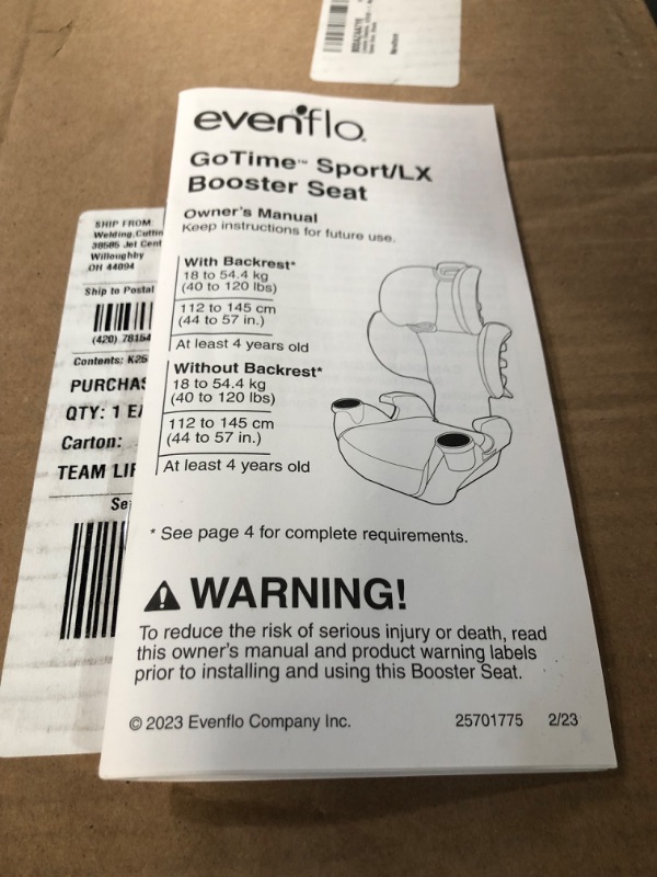 Photo 2 of Evenflo GoTime LX Booster Car Seat - Blue