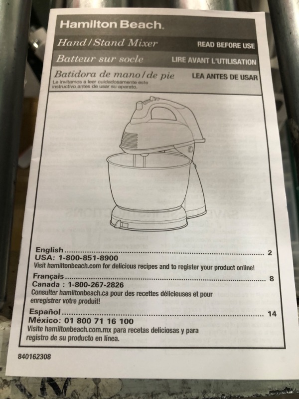 Photo 4 of **NON REFUNDABLE NO RETURNS SOLD AS IS**
**PARTS ONLY**Hamilton Beach Classic Stand and Hand Mixer, 4 Quarts, 6 Speeds with QuickBurst, Bowl Rest, 290 Watts Peak Power, Black and Stainless Black and Stainless Stand Mixer