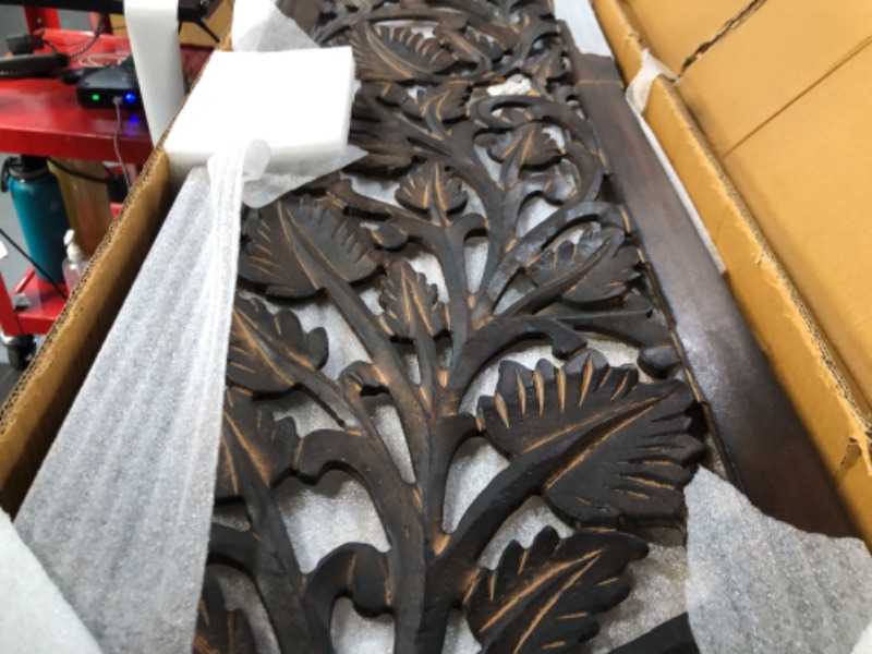 Photo 3 of **broken**Deco 79 Wood Floral Handmade Intricately Carved Acanthus Wall Decor, 12" x 1" x 36", Brown 12" x 1" x 36" Brown