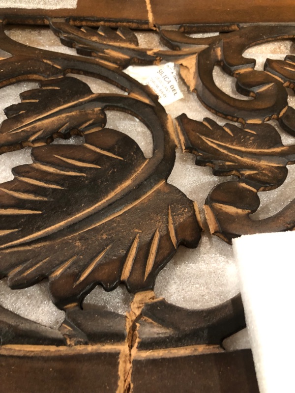 Photo 2 of **broken**Deco 79 Wood Floral Handmade Intricately Carved Acanthus Wall Decor, 12" x 1" x 36", Brown 12" x 1" x 36" Brown