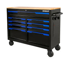 Photo 1 of (Missing Key/Unable to open) Kobalt 46.1-in L x 37.2-in H 9-Drawers Rolling Black Wood Work Bench