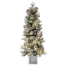 Photo 1 of **Damaged**Holiday Living Frost Berry 4.5-ft Mixed Needle Pre-lit Flocked Artificial Christmas Tree with LED Lights