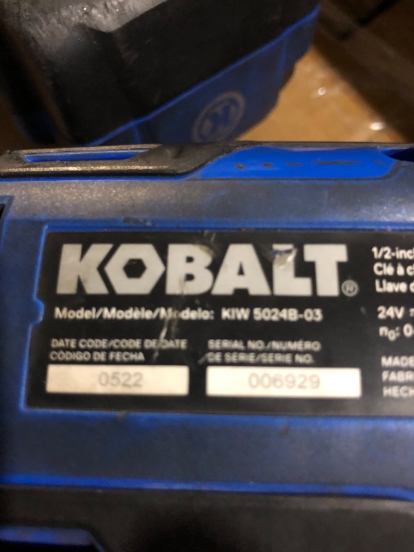 Photo 7 of **PARTS ONLY**
Kobalt 24-Volt Max-Volt 1/2-in Drive Cordless Impact Wrench Battery and Charger Included