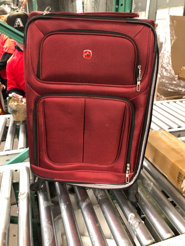 Photo 3 of **damaged**SwissGear Sion Softside Expandable Luggage, Burgundy, Checked-Medium 25-Inch