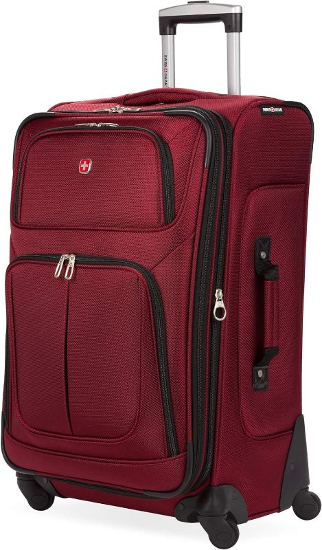 Photo 1 of **damaged**SwissGear Sion Softside Expandable Luggage, Burgundy, Checked-Medium 25-Inch