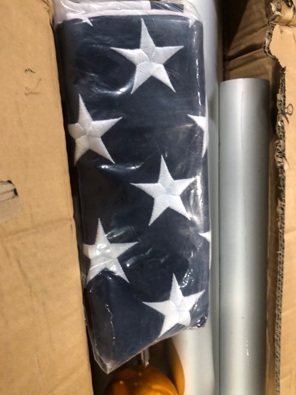 Photo 3 of Heavy Duty Flag Pole in Ground-20FT 13 Gauge Extra Thick Aluminum Flagpole Kit with 5x3 TearProof Embroidered American Flag,for Outside Yard,Outdoor,Commercial or Residential-Sliver Sliver-20ft Kit