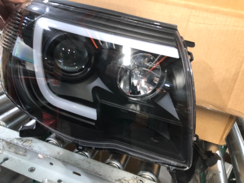 Photo 3 of LABLT Replacement for 2005-2011 Toyota Tacoma Black Smoked LED Tube Projector Headlights Headlamps Assembly Left+Right