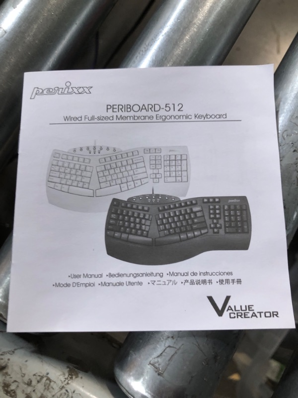 Photo 2 of Perixx Periboard-512 Ergonomic Split Keyboard - Natural Ergonomic Design - Black - Bulky Size 19.09"x9.29"x1.73", US English Layout Wired Black Keyboard4049571001715
