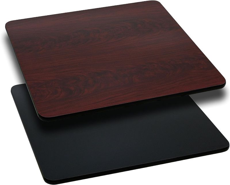 Photo 1 of **damaged**30" Square Table Top with Black or Mahogany Reversible Laminate Top [XU-MBT-3030-GG] Black/Brown 30x30 Modern