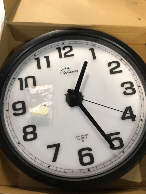 Photo 1 of **damaged**WallarGe 14 Inch Lighted Night Light Wall Clock for Bedroom, Non-Ticking Silent Wall Clock Battery Operated 14inch