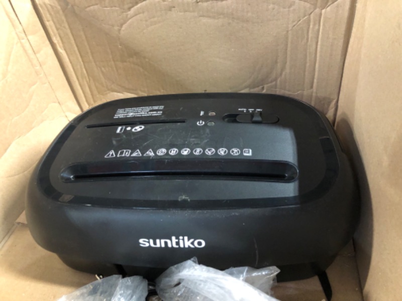 Photo 2 of **no bin**Amazon Basics 8-Sheet Cross Cut Paper Shredder and Credit Card Shredder - Black 8 Sheet (New Model - Black)