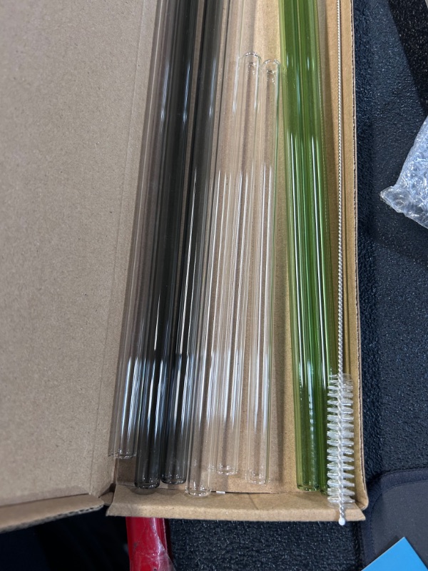 Photo 4 of ***STOCK PHOTO FOR REFERENCE*** Glass Straws, 2 boxes, black, green, clear