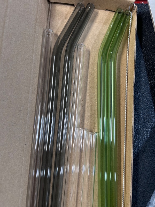 Photo 3 of ***STOCK PHOTO FOR REFERENCE*** Glass Straws, 2 boxes, black, green, clear