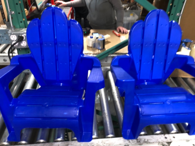 Photo 2 of American Plastic Toys Kidsâ€™ Adirondack (Pack of 2), Outdoor, Indoor, Beach, Backyard, Lawn Blue 