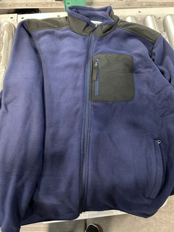 Photo 1 of Amazon Essentials Men's Full-Zip Fleece Jacket Black Navy SMALL