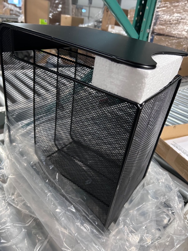 Photo 1 of Safco Products 3243BL Onyx Mesh Solid Top Vertical Hanging Desk Storage, Black,9.5"W x 12"D x 14.75"H Three Vertical