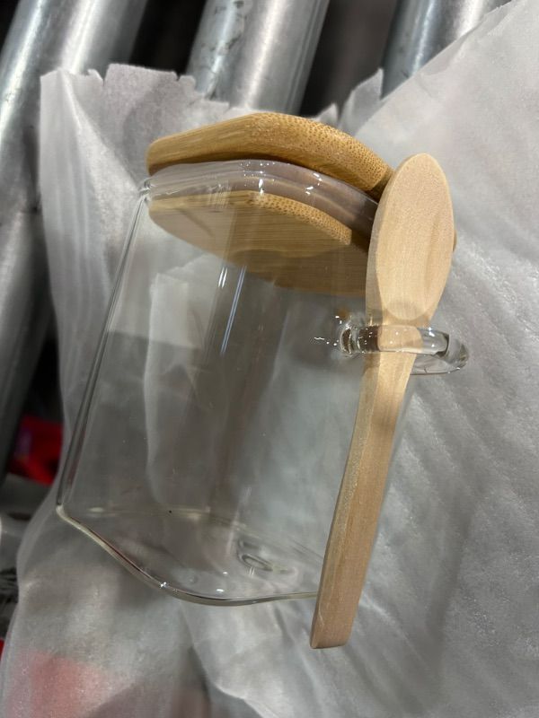 Photo 2 of 31oz Glass Jars with Bamboo Lids & Spoons SET OF 2