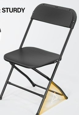 Photo 1 of VINGLI Black Plastic Folding Chair 350LB CAPACITY