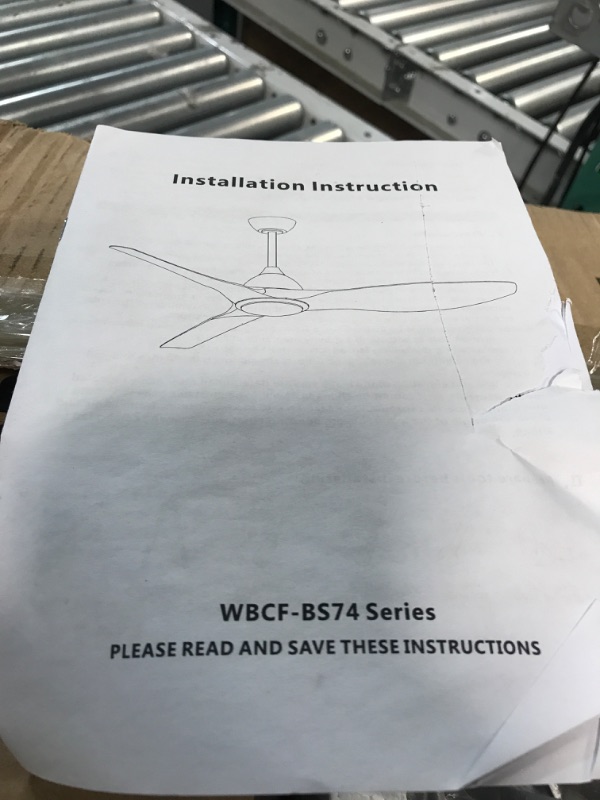 Photo 4 of **NONREFUNDABLE**FOR PARTS OR REPAIR**SEE NOTES**
WINGBO 64" DC Ceiling Fan with Lights and Remote Control, Matte Black Ceiling Fan, 3 ABS Plastic Blades, 6 Speeds Reversible DC Motor