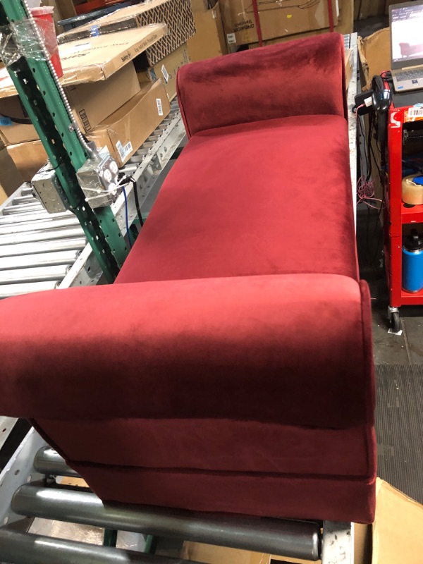 Photo 4 of ***USED - LIKELY MISSING PARTS***
Linon 36030BER-01-KD-U Lillian Bench, Berry Red/Dark Mahogany, 45.08"W x 16.93"D x 23.23"H