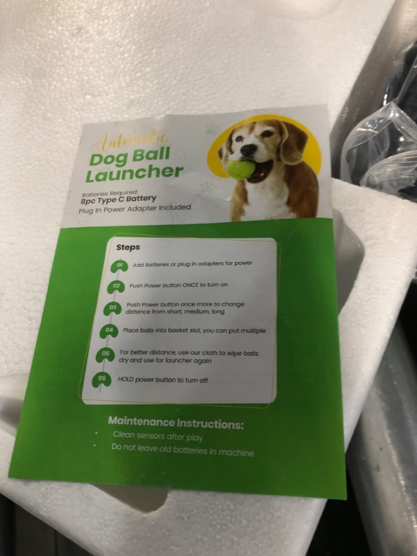 Photo 4 of **NONREFUNDABLE**FOR PARTS OR REPAIR**SEE NOTES**
Automatic Dog Ball Launcher - Dog Fetch Machine for Small to Medium Sized Dogs,3 Launch Distances, Ball Launcher for Dogs with 6 Latex Balls, Dual Power Supply, Ball Thrower for Dogs