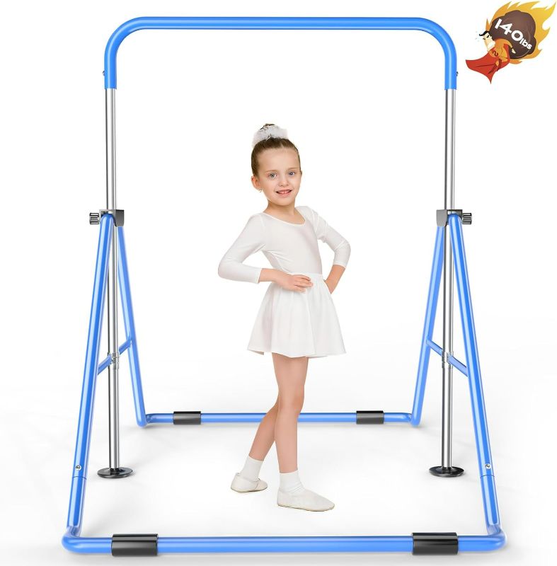 Photo 1 of  ***stock photo***blue***Safly Fun Gymnastics Bars Expandable Children's Training Monkey Folding Bars Climbing Tower Child Play Training Gym blue