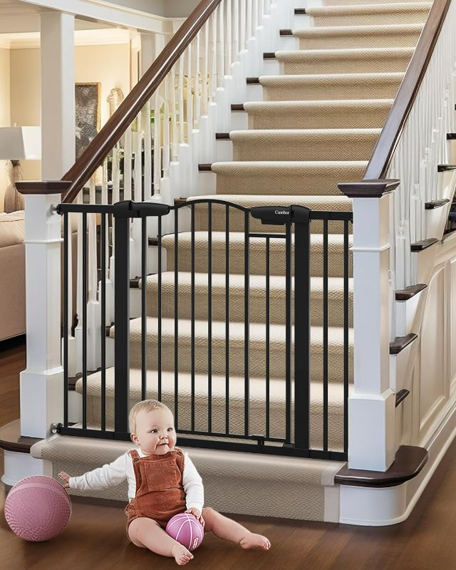 Photo 1 of 
Roll over image to zoom in







8 VIDEOS
***stock photo- white not black***Cumbor 29.7-46" Arched Decor Baby Gate for Stairs No Drill, Mom's Choice Awards Winner-Auto Closed Dog Gate Indoor for the House, Pressure Mounted Pet Gate for Doorways, Easy In