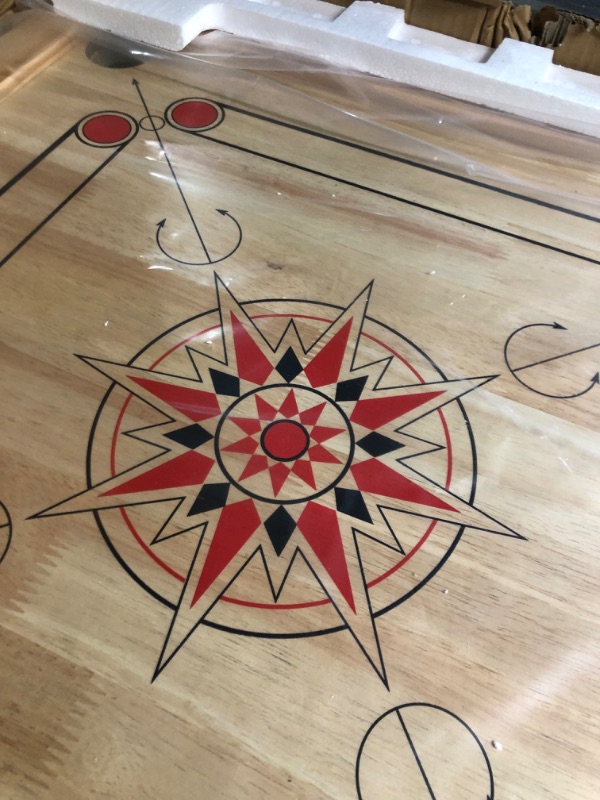 Photo 3 of Carrom Board Game Classic Strike and Pocket Table Game with Cue Sticks, Coins, Queen and Striker for Adults, Kids, Boys and Girls by Hey! Play!