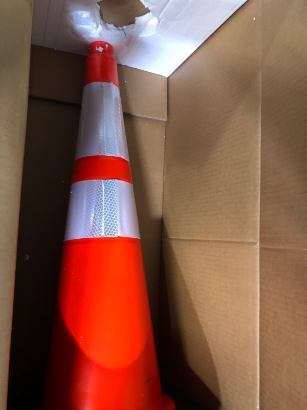 Photo 3 of (8 Cones) BESEA 28” inch Orange PVC Traffic Cones, Black Base Construction Road Parking Cone Structurally Stable Wearproof (28" Height) 01_28"(8 Cones)