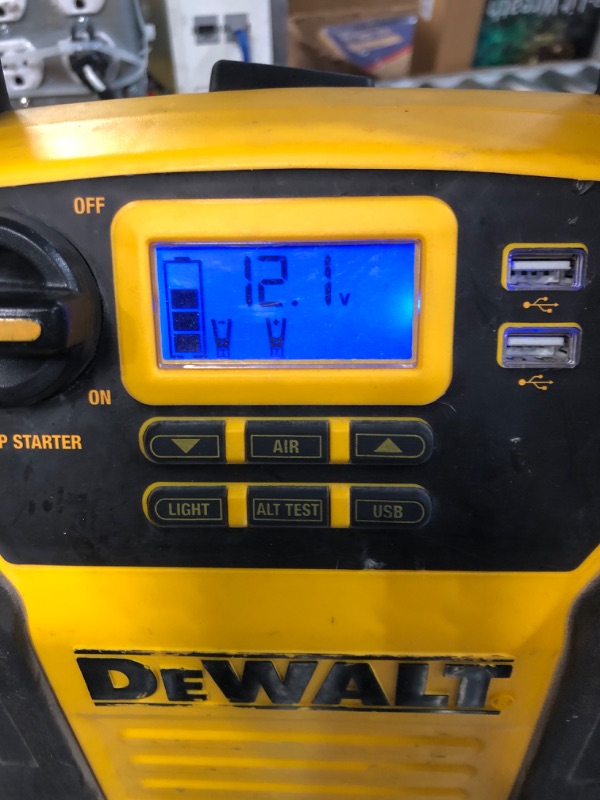 Photo 2 of DEWALT DXAEJ14-Type2 Digital Portable Power Station Jump Starter - 1600 Peak Amps with 120 PSI Compressor, AC Charging Cube, 15W USB-A and 25W USB-C Power for Electronic Devices 1600 Amps