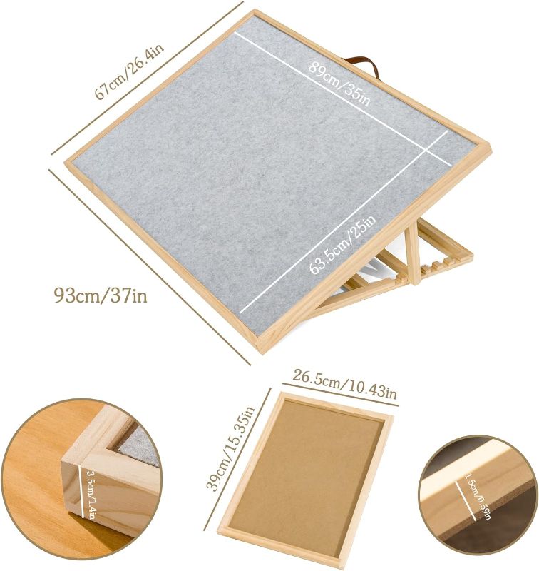 Photo 5 of (READ NOTES) Lavievert Adjustable Jigsaw Puzzle Board with 4 Sorting Trays & Cover, 6-Tilting-Angle Puzzle Easel with PU Handle for Adults, Portable Wooden Puzzle Table with Non-Slip Surface for Up to 1500 Pieces 1500 Pieces with 4 Drawers