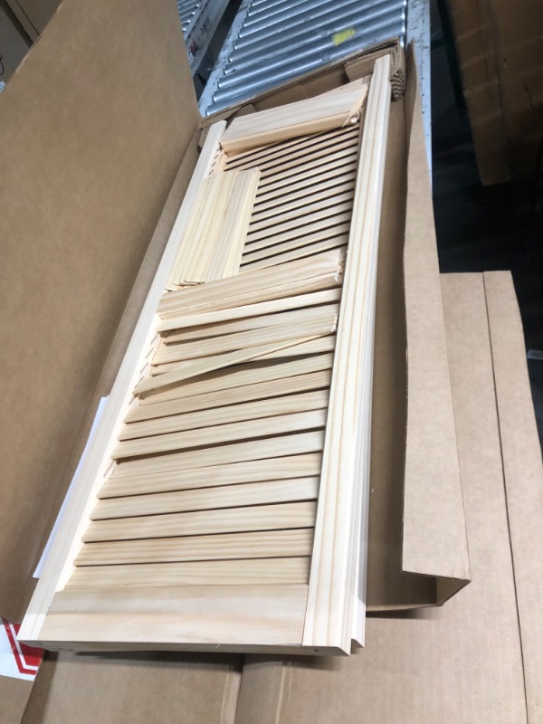 Photo 2 of ***see notes***LTL Home Products SHL43 Exterior Solid Wood Louvered Window Shutters, 15" x 43", Unfinished Pine