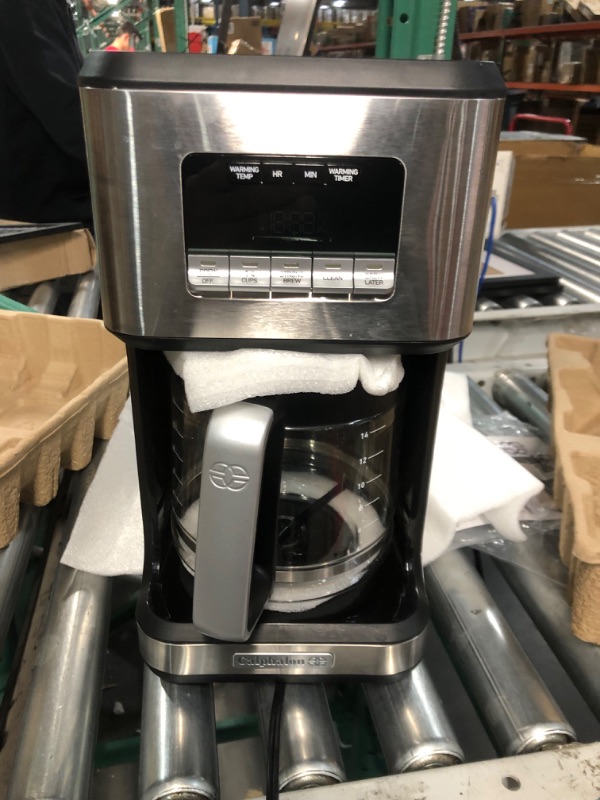 Photo 5 of ***USED - POWERS ON - UNABLE TO TEST FURTHER - DAMAGED - DENTED***
Calphalon Coffee Maker, Programmable Coffee Machine with Glass Carafe, 14 Cups, Stainless Steel