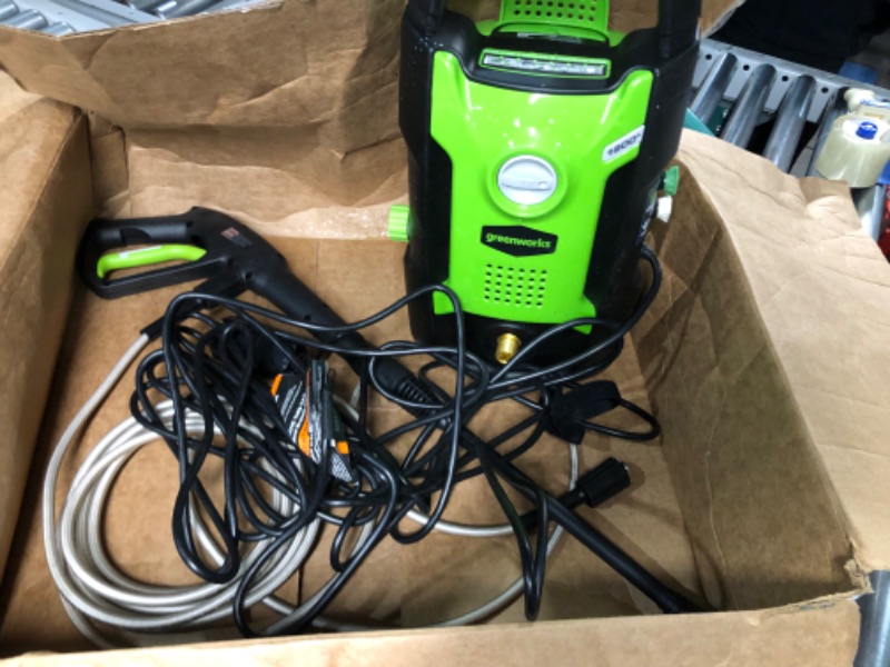 Photo 2 of ***Parts Only***Greenworks 1600 PSI 1.2 GPM Pressure Washer (Upright Hand-Carry) PWMA Certified