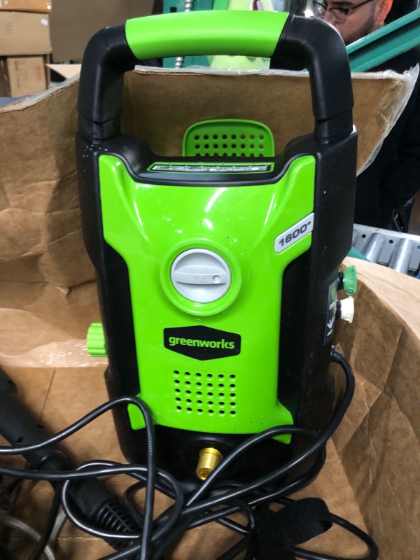 Photo 4 of ***Parts Only***Greenworks 1600 PSI 1.2 GPM Pressure Washer (Upright Hand-Carry) PWMA Certified