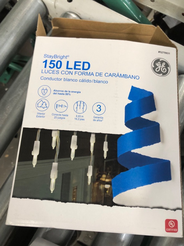 Photo 2 of *** non refundable***GE 'Energy Smart' 150 LED Constant Mini White Plug-in Outdoor Icicle Christmas Lights