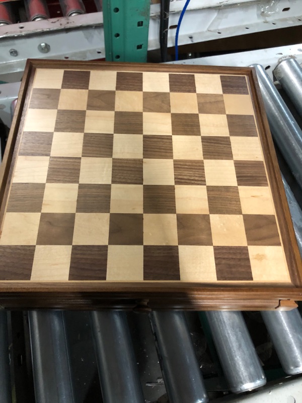 Photo 4 of AMEROUS 15" x 15" Wooden Chess & Checkers Set with Built-in Storage Drawers / Weighted Chess Pieces / 2 Bonus Extra Queens / 24 Cherkers Pieces / Classic 2in1 Board Games Chess Sets for Kids, Adults