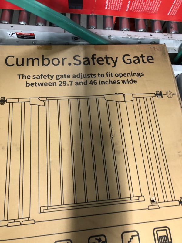 Photo 4 of ***stock photo*** white ****Cumbor 29.7-46" Baby Gate for Stairs, Mom's Choice Awards Winner-Auto Close Dog Gate for the House, Easy Install Pressure Mounted Pet Gates for Doorways, Easy Walk Thru Wide Safety Gate for Dog, 