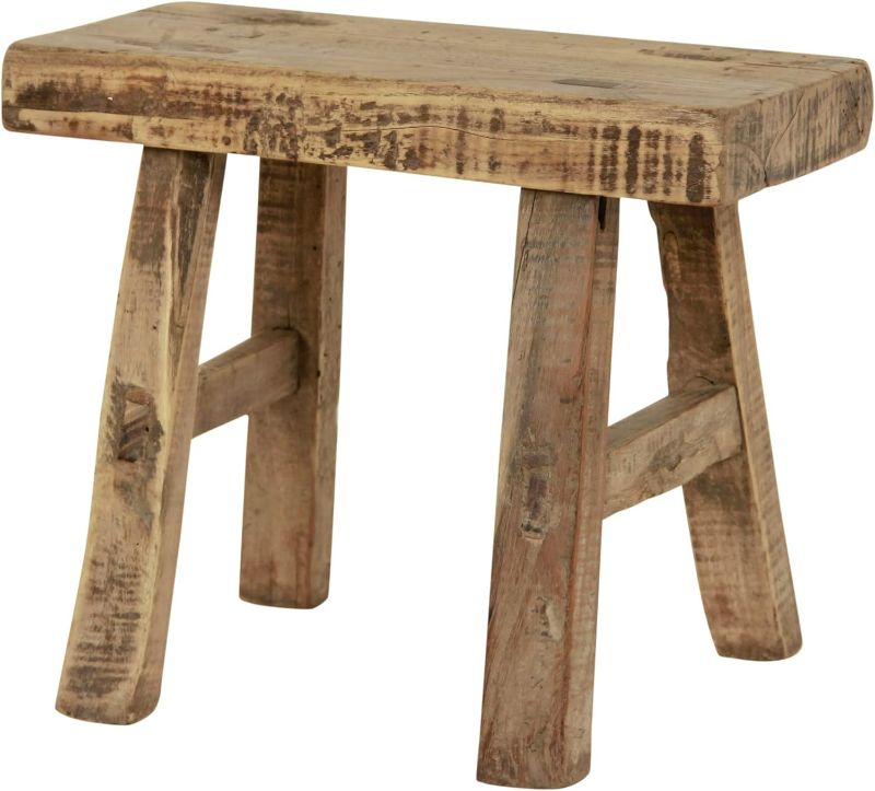 Photo 1 of (READ NOTES) Artissance 11IN W Rectangular Natural Wood Vintage Mini Stool (AM83740140)
