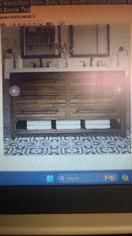 Photo 1 of ***parts only nonrefundable****  see pictures*****allen + roth Kennilton 60-in Gray Oak Undermount Double Sink Bathroom Vanity with White Carrera Engineered Stone Top