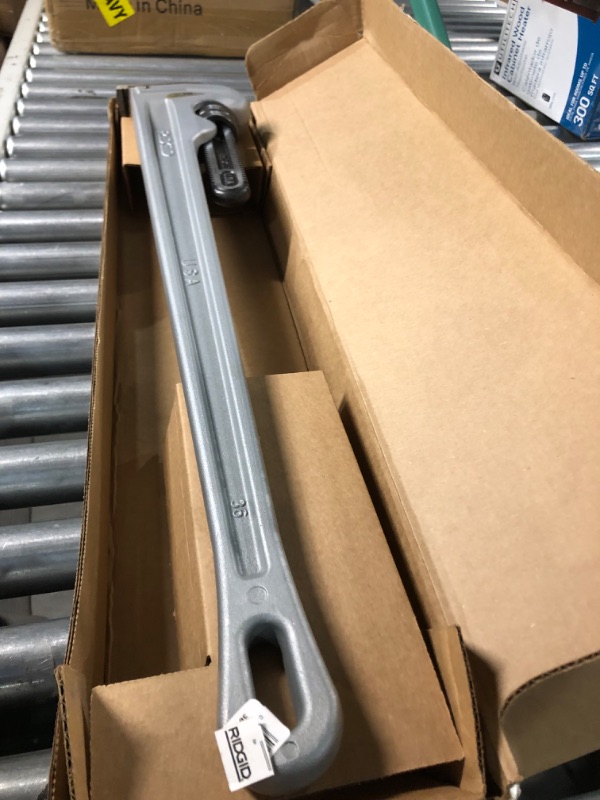 Photo 2 of RIDGID 31110 Model 836 Aluminum Straight 36" Plumbing Pipe Wrench, Silver, Made In The USA