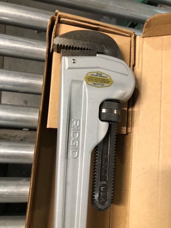 Photo 4 of RIDGID 31110 Model 836 Aluminum Straight 36" Plumbing Pipe Wrench, Silver, Made In The USA