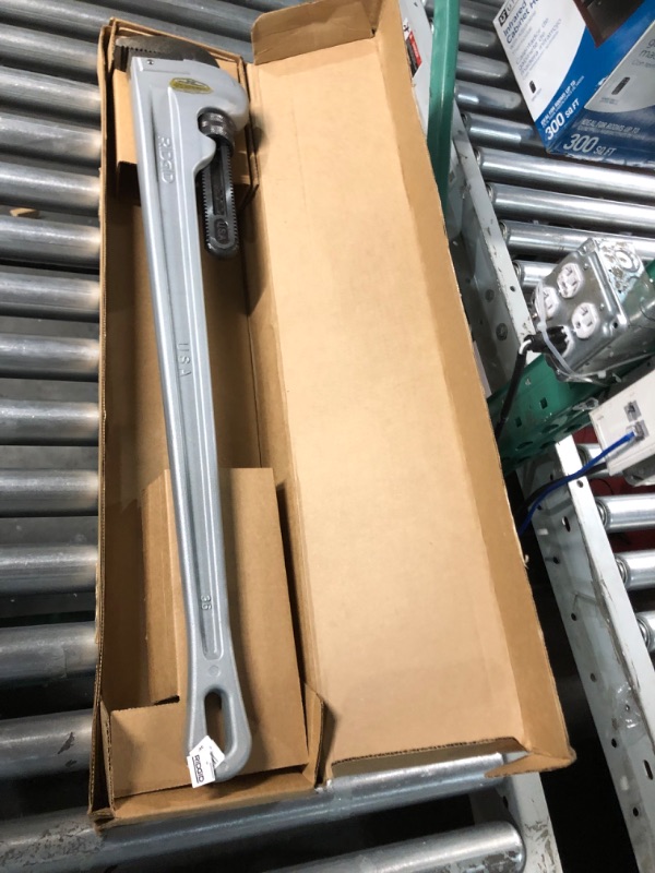 Photo 3 of RIDGID 31110 Model 836 Aluminum Straight 36" Plumbing Pipe Wrench, Silver, Made In The USA