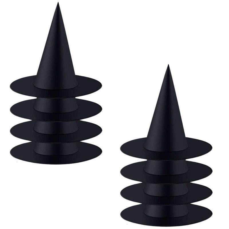 Photo 1 of **2 PACK***CROOT 8 Pieces Witch Hats Decorations, Black Witch Hat,Halloween Costume for Hanging Witchs Hats Theme Decoration or Halloween Party Cosplay Holiday Hats