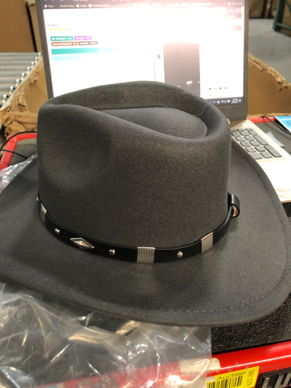 Photo 1 of JOYEBUY Classic Western Style Cowboy Hats with Buckle Belt Grey size Medium