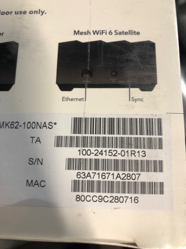 Photo 2 of NETGEAR Nighthawk Whole Home Mesh WiFi 6 System (MK62) - AX1800 router with 1 satellite extender, coverage up to 3,000 sq. ft. and 25+ devices Mesh WiFi 6 (2 Pack)