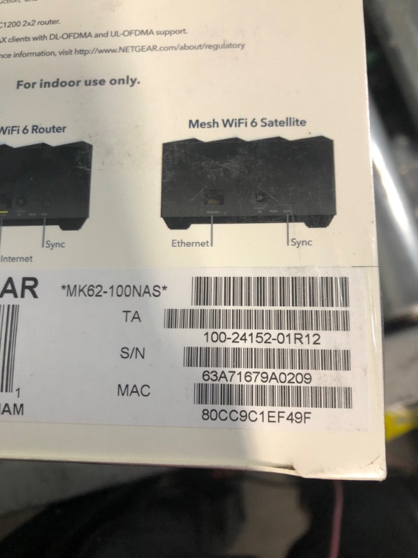 Photo 2 of NETGEAR Nighthawk Whole Home Mesh WiFi 6 System (MK62) - AX1800 router with 1 satellite extender, coverage up to 3,000 sq. ft. and 25+ devices Mesh WiFi 6 (2 Pack)