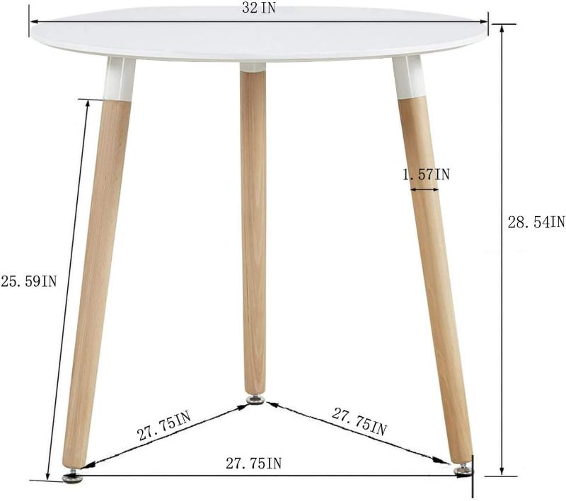 Photo 5 of (READ FULL POST) GreenForest Dining Table White Modern Round Table with Wood Legs for Kitchen Living Room Leisure Coffee Table
