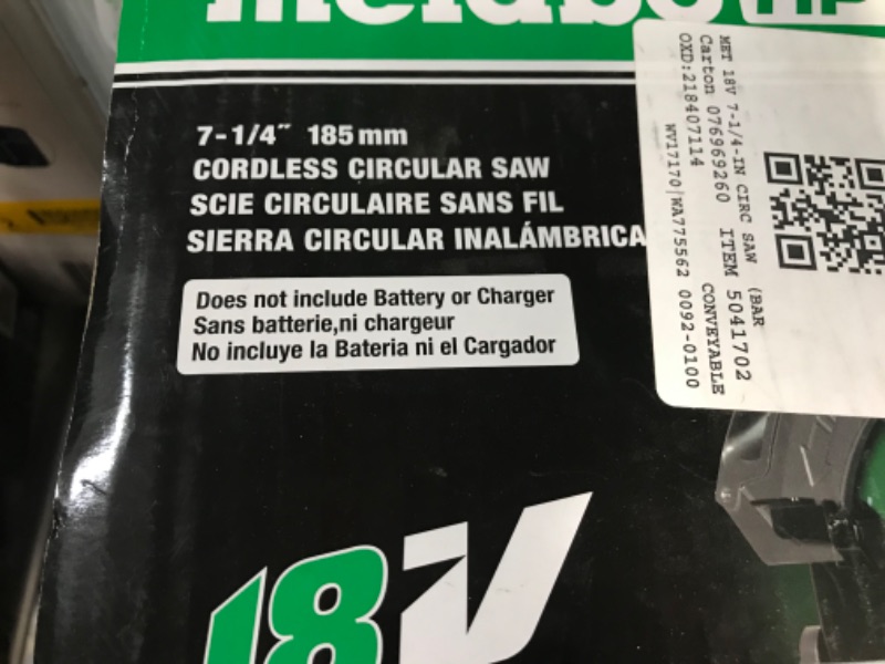 Photo 2 of (Tool Only)
Metabo HPT MultiVolt 18-volt 7-1/4-in Cordless Circular Saw (Tool Only)